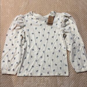 Kids Cream Long Sleeve Shirt with Pattern